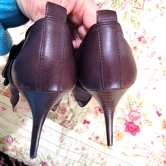 COACH Alexia Brown Platform Shooties Pumps Peep toe 8.5 - Picture 5 of 6